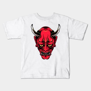 Japanese Oni Mask Tattoo Design Kids T-Shirt